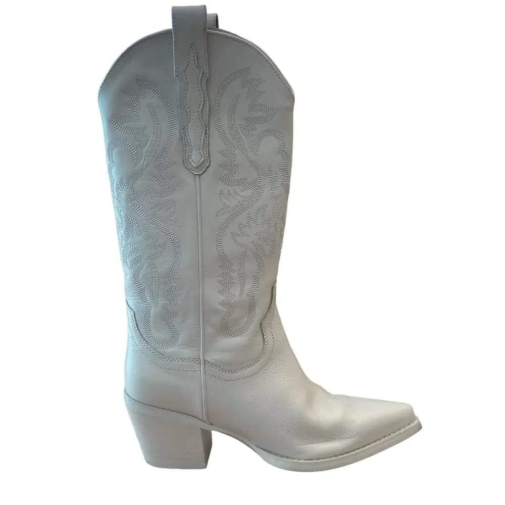 Jeffrey Campbell Cowboy Dagget Western Boots Leather Festival Party Boho Sz 7 - Picture 3 of 15
